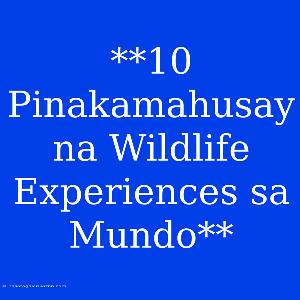 **10 Pinakamahusay Na Wildlife Experiences Sa Mundo**