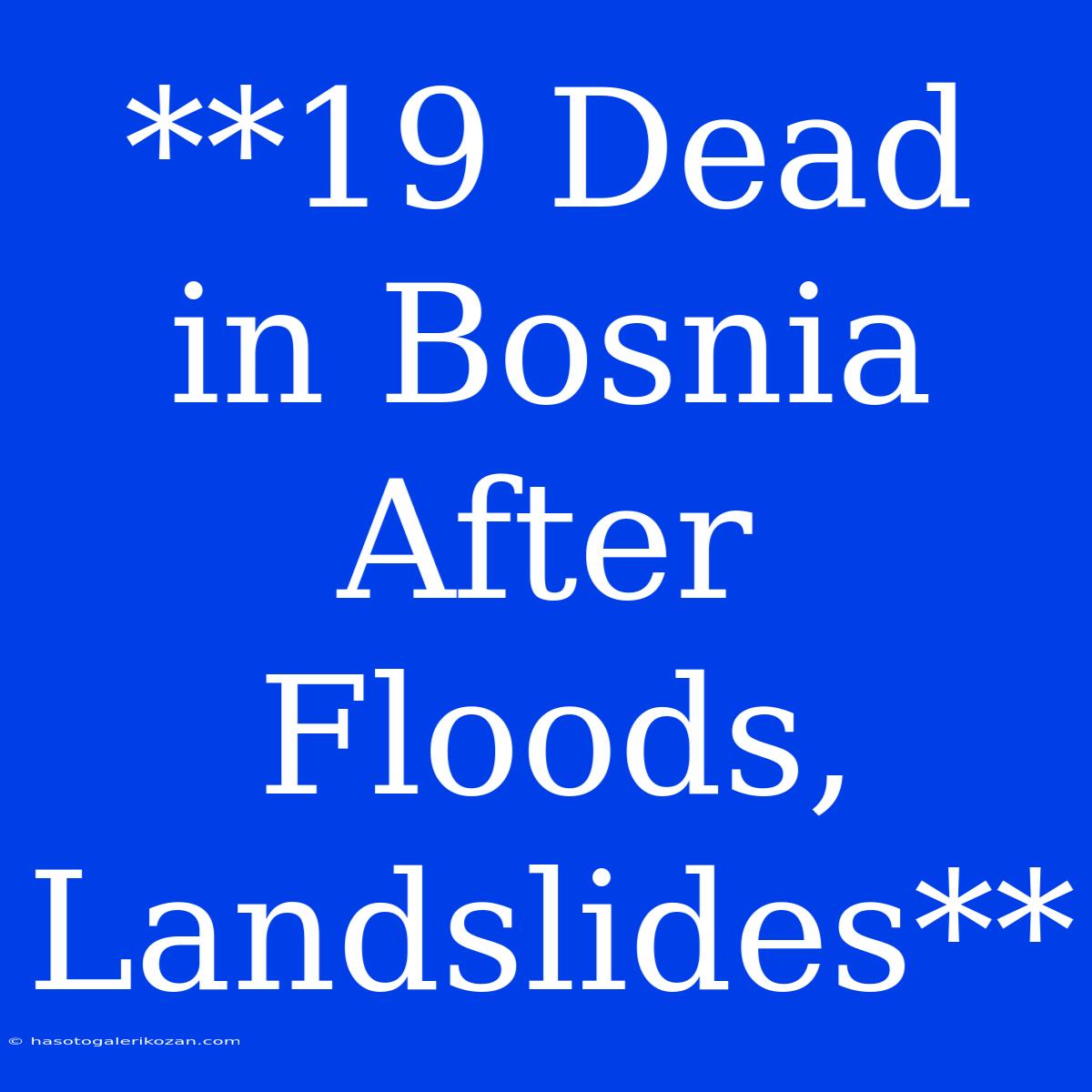 **19 Dead In Bosnia After Floods, Landslides** 