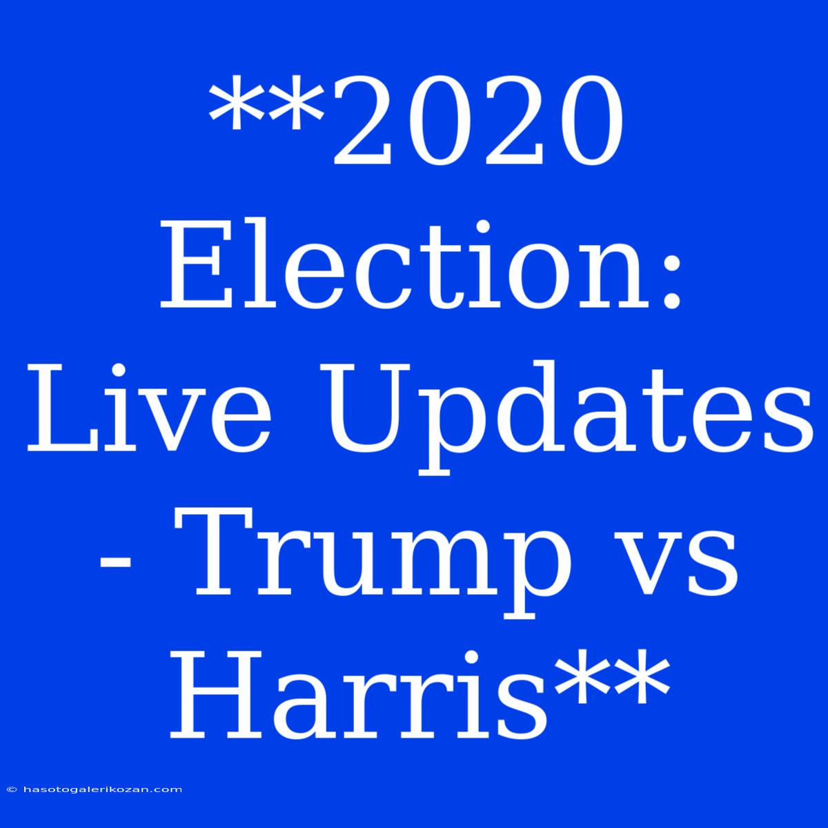 **2020 Election: Live Updates - Trump Vs Harris**