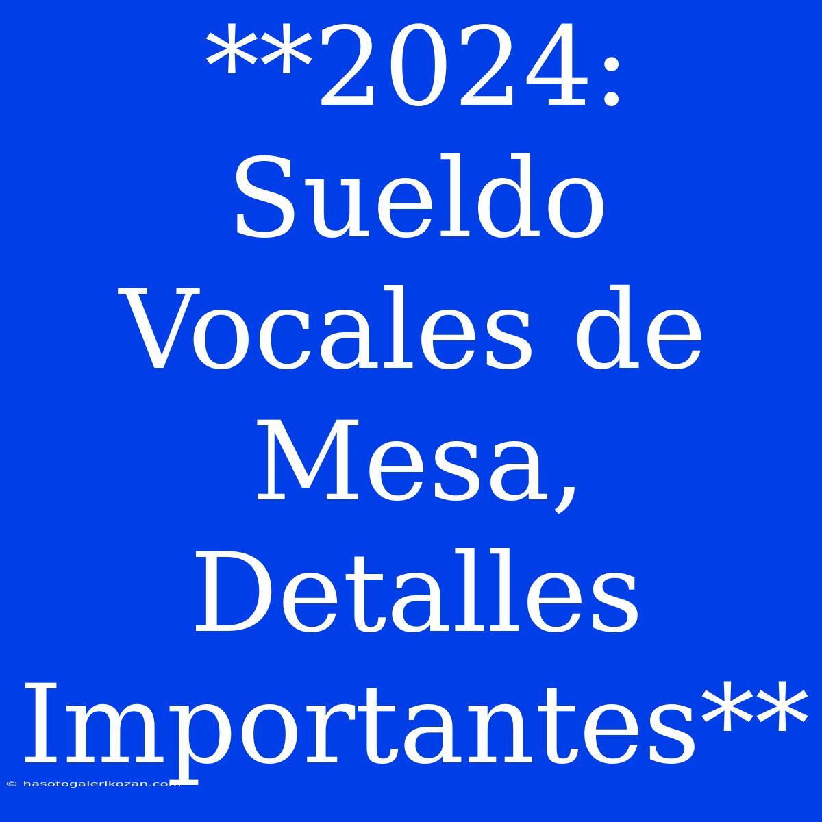 **2024: Sueldo Vocales De Mesa, Detalles Importantes**