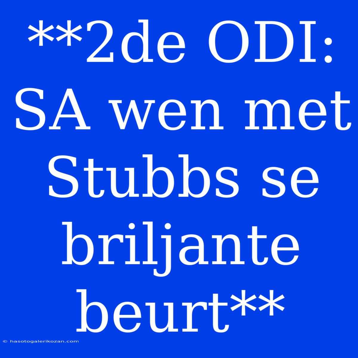 **2de ODI: SA Wen Met Stubbs Se Briljante Beurt**