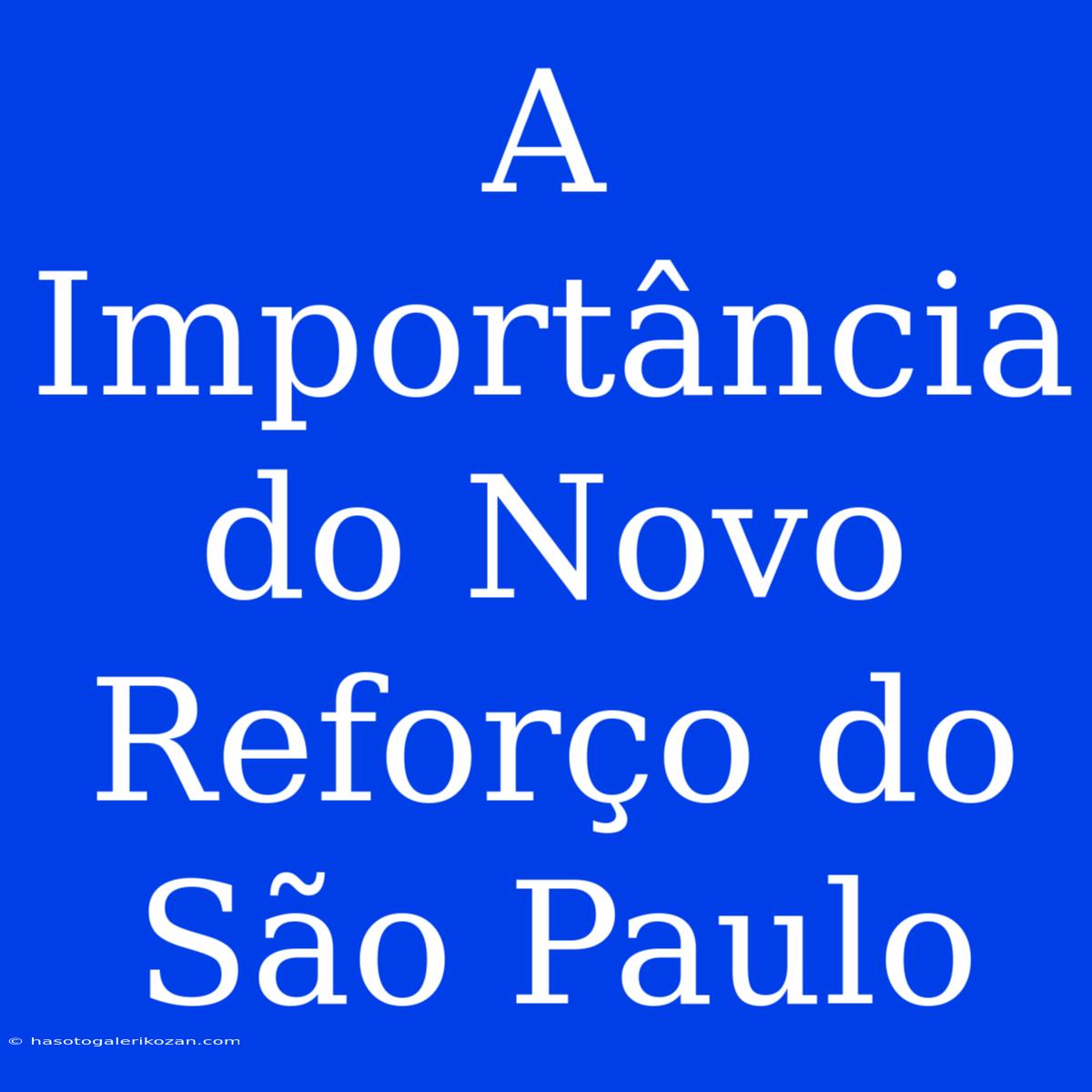 A Importância Do Novo Reforço Do São Paulo