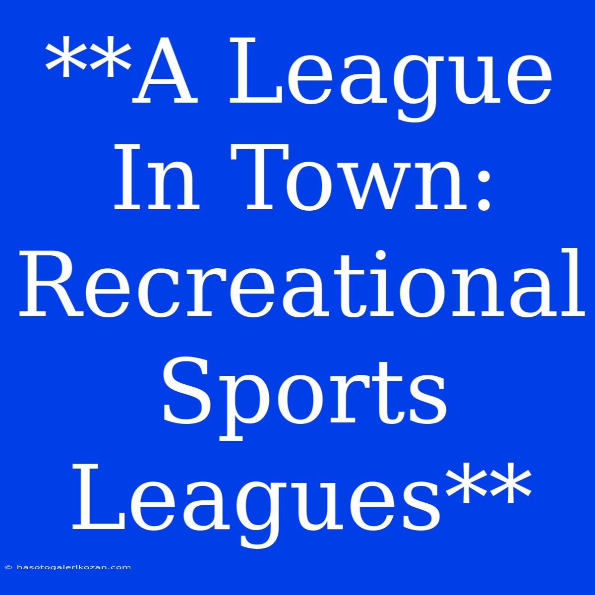 **A League In Town: Recreational Sports Leagues** 