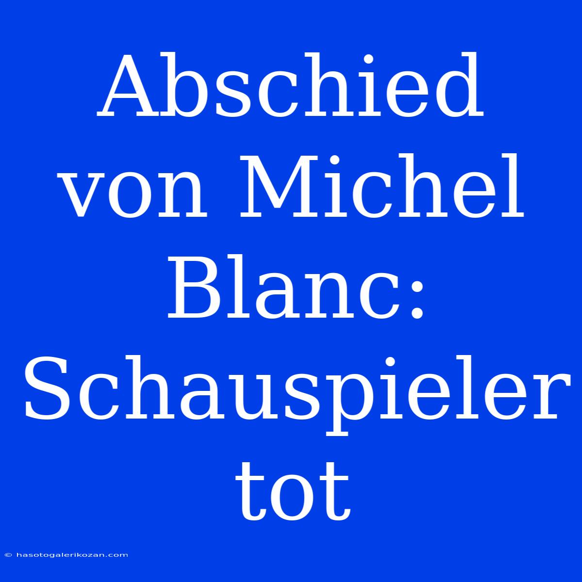 Abschied Von Michel Blanc: Schauspieler Tot