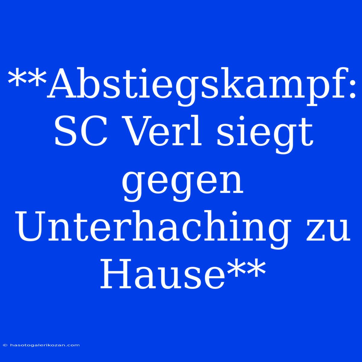 **Abstiegskampf: SC Verl Siegt Gegen Unterhaching Zu Hause**