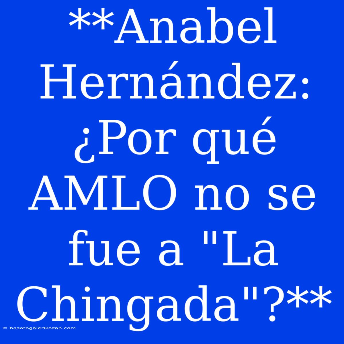 **Anabel Hernández: ¿Por Qué AMLO No Se Fue A 