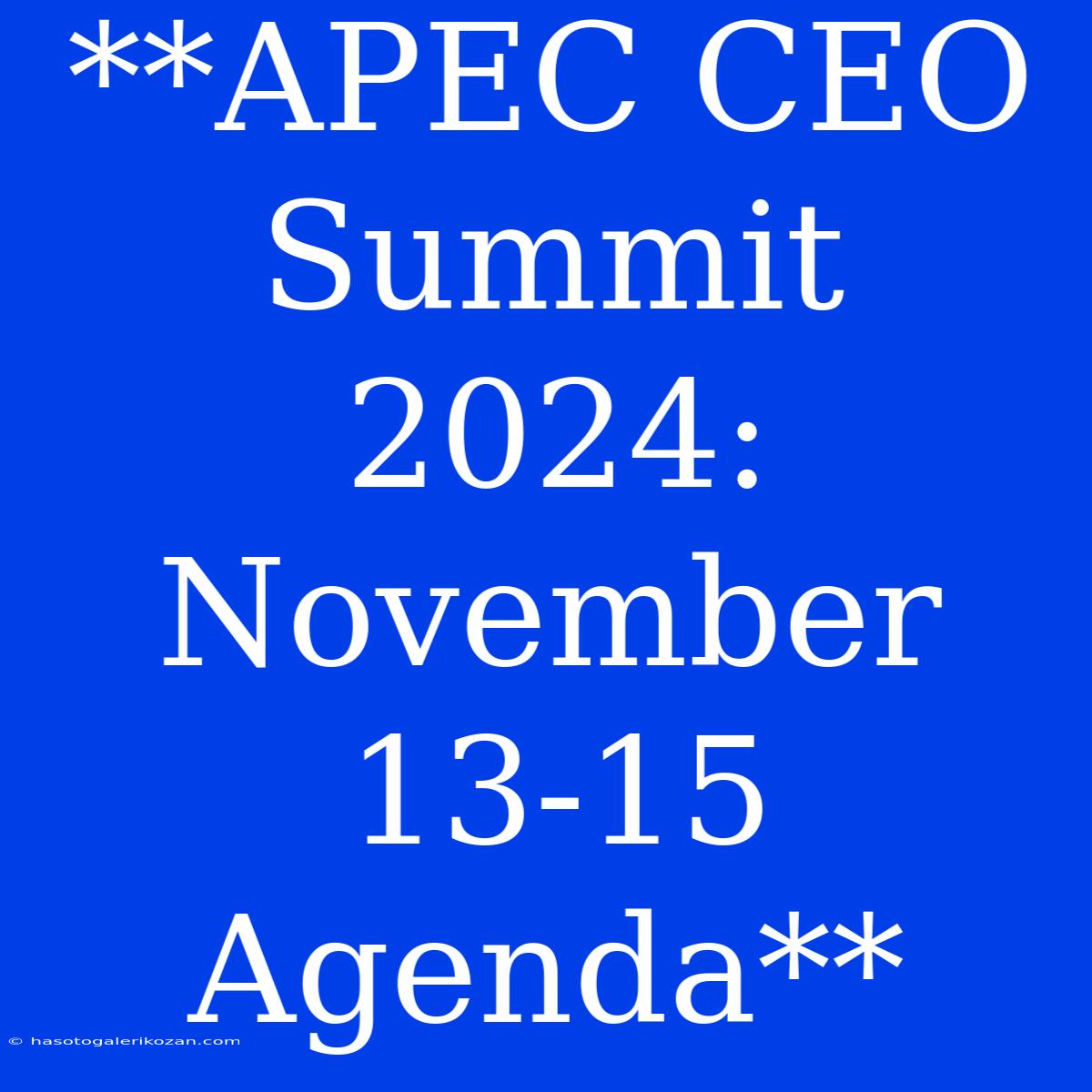 **APEC CEO Summit 2024: November 13-15 Agenda**