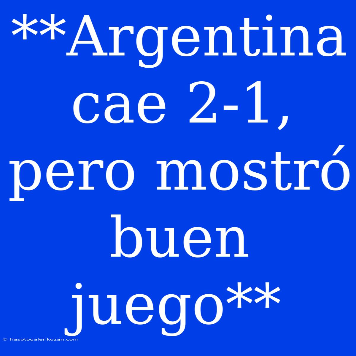 **Argentina Cae 2-1, Pero Mostró Buen Juego**