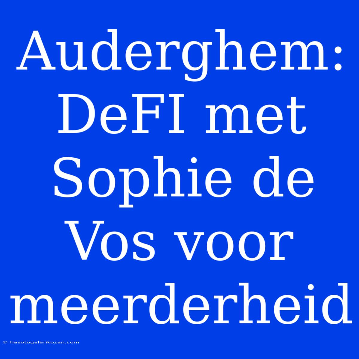 Auderghem: DeFI Met Sophie De Vos Voor Meerderheid 