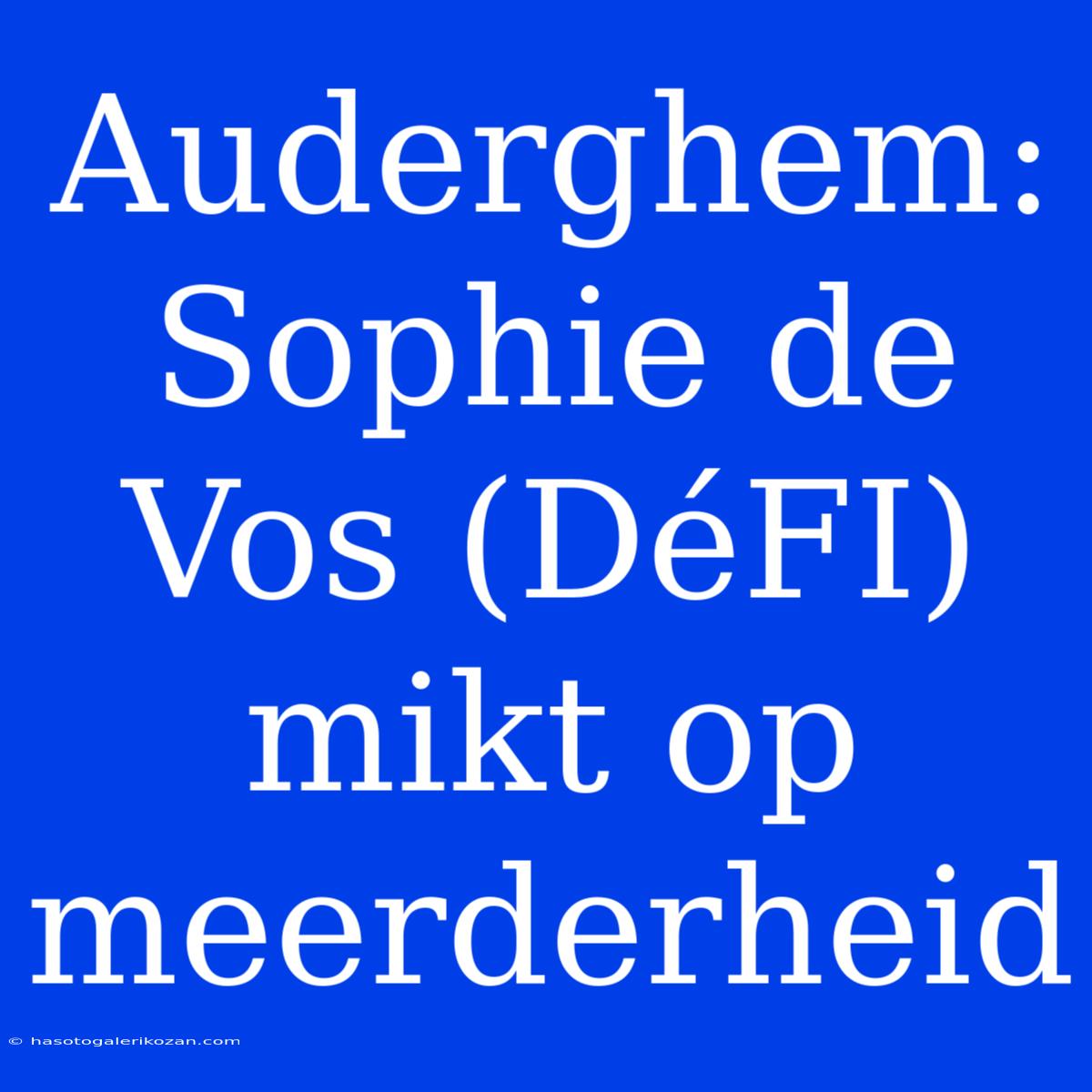 Auderghem: Sophie De Vos (DéFI) Mikt Op Meerderheid