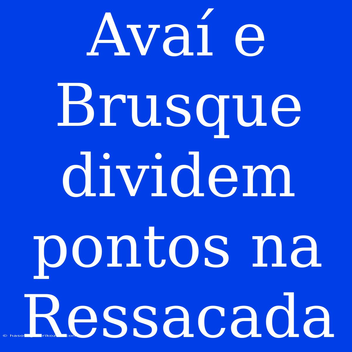 Avaí E Brusque Dividem Pontos Na Ressacada