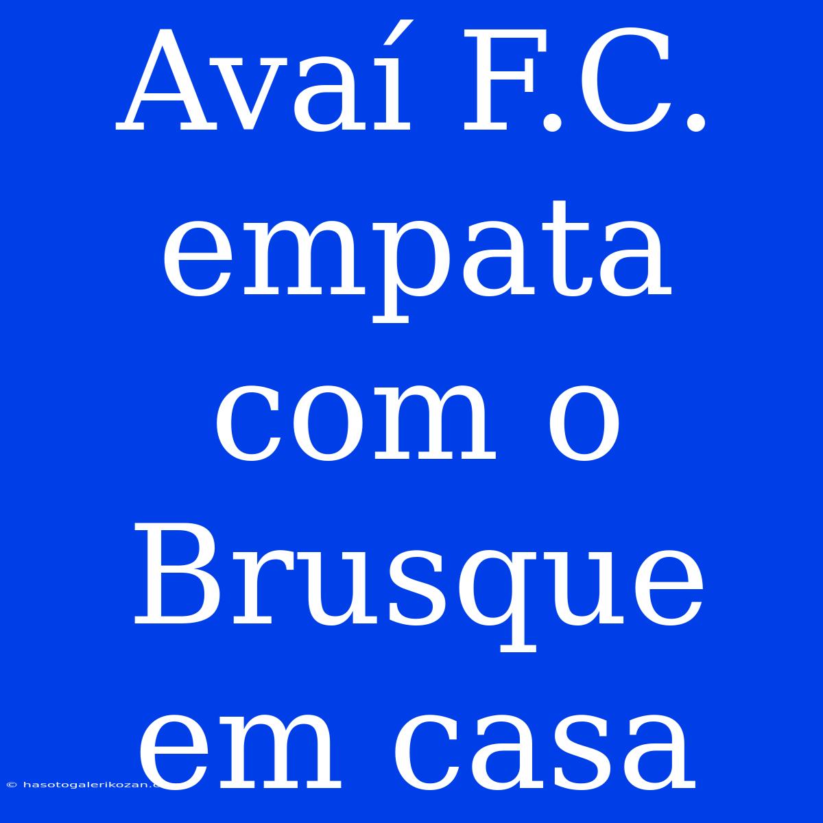 Avaí F.C. Empata Com O Brusque Em Casa