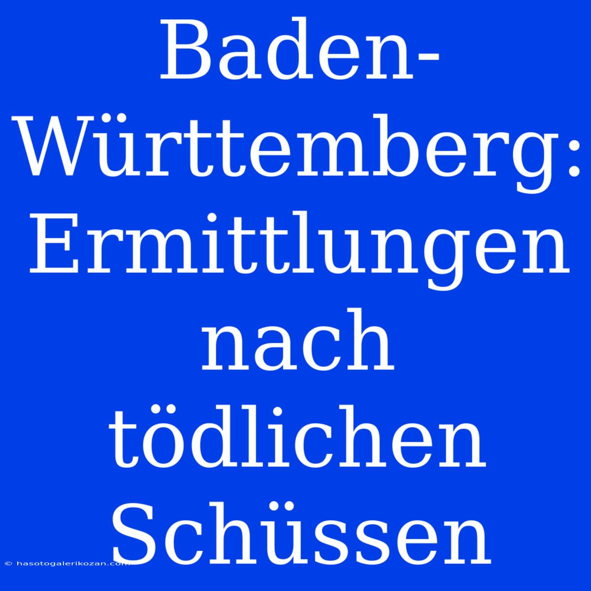 Baden-Württemberg: Ermittlungen Nach Tödlichen Schüssen