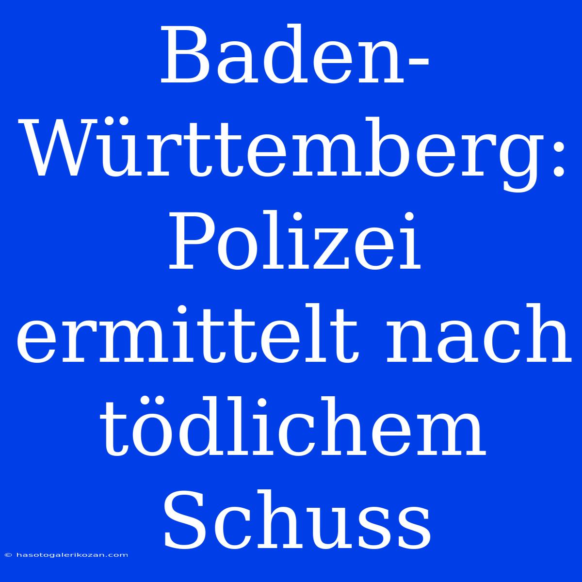 Baden-Württemberg: Polizei Ermittelt Nach Tödlichem Schuss