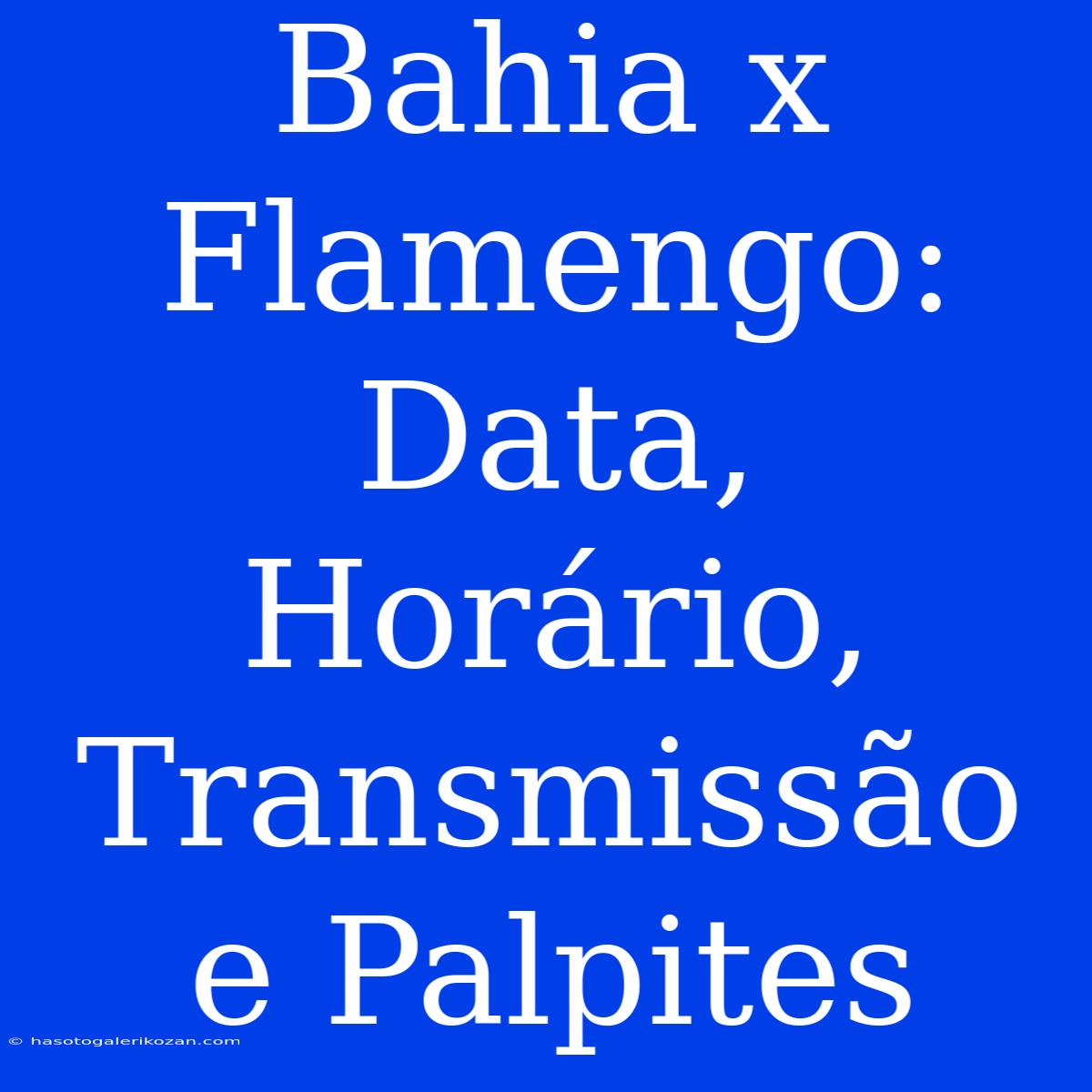 Bahia X Flamengo: Data, Horário, Transmissão E Palpites