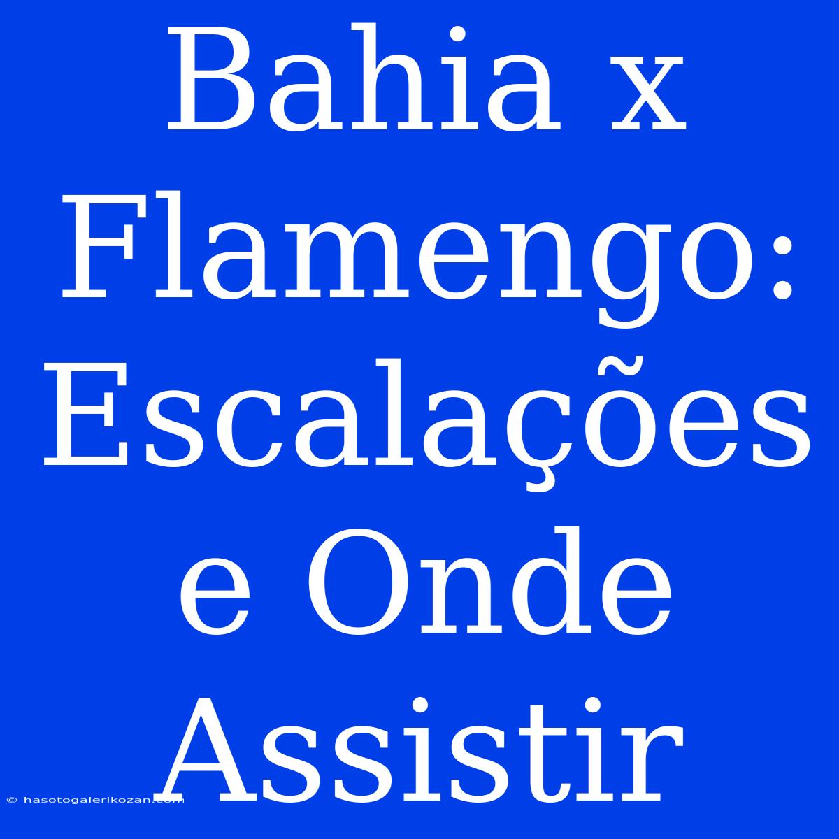 Bahia X Flamengo: Escalações E Onde Assistir