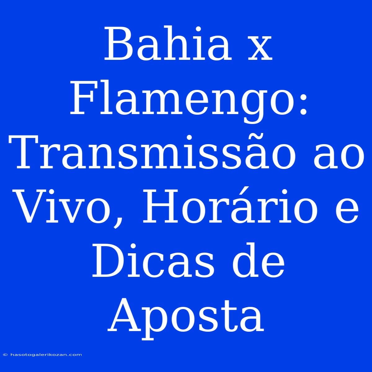 Bahia X Flamengo: Transmissão Ao Vivo, Horário E Dicas De Aposta