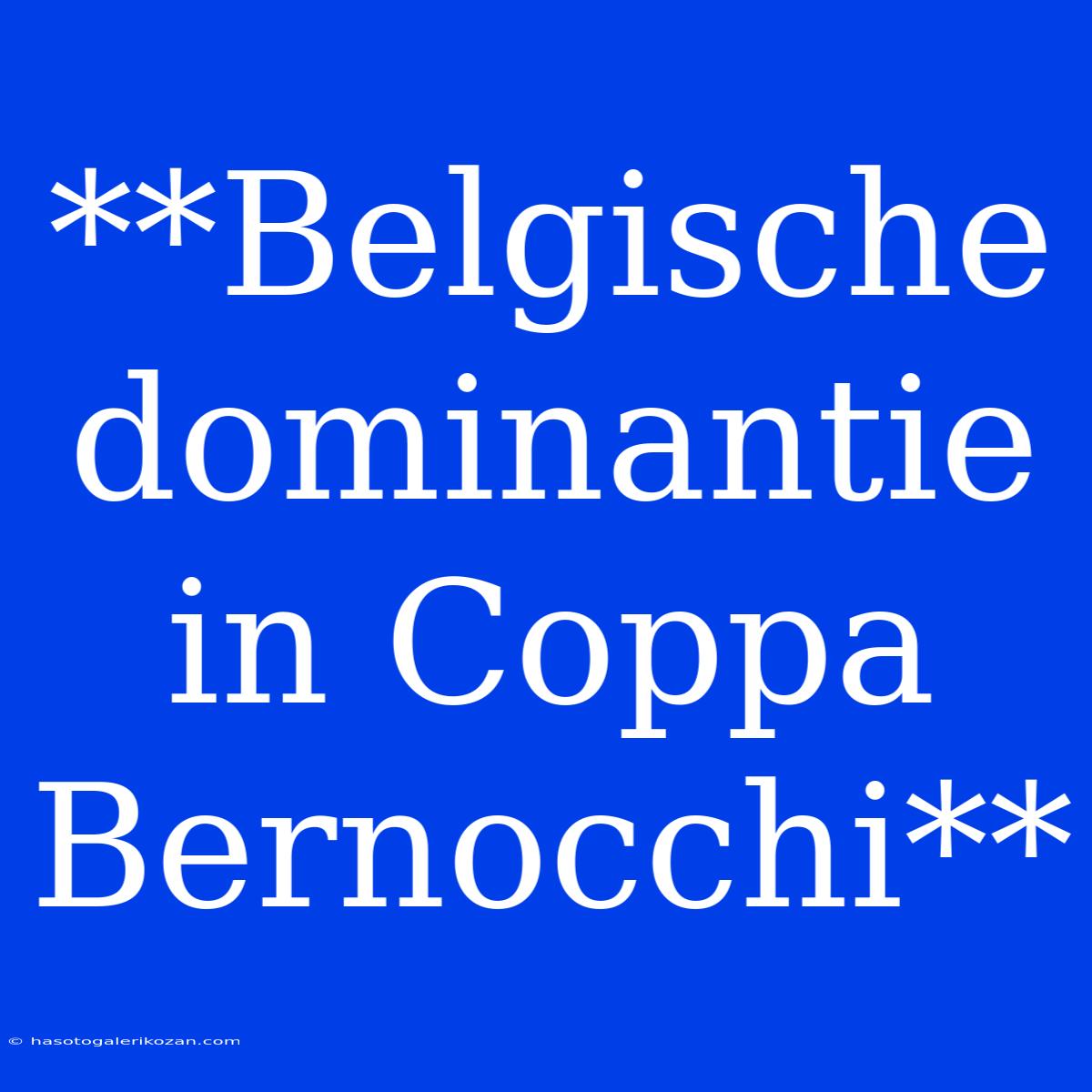 **Belgische Dominantie In Coppa Bernocchi**