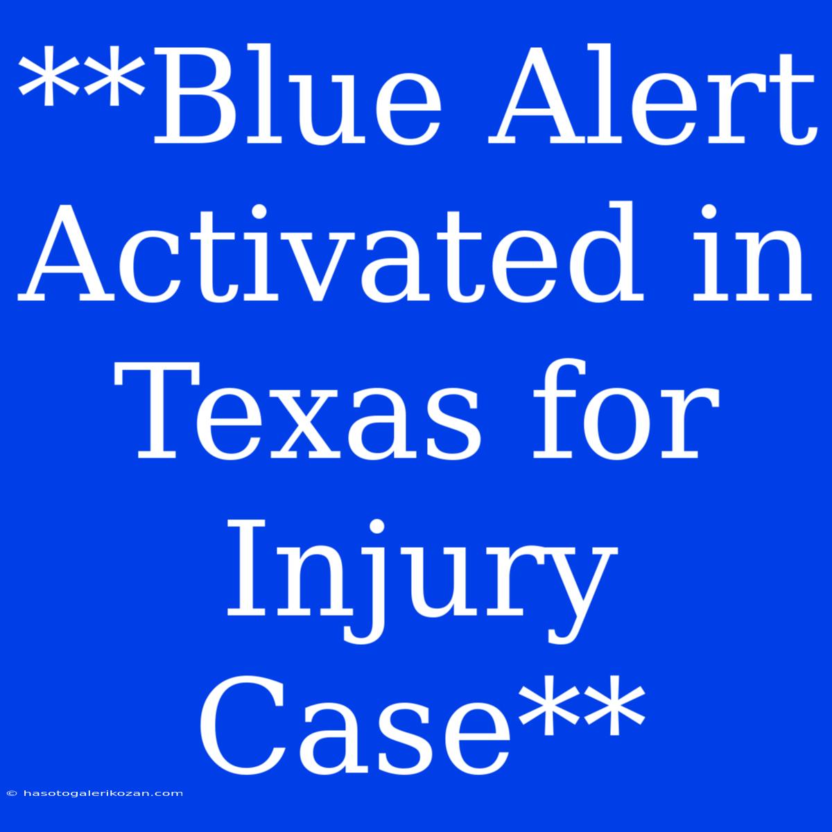 **Blue Alert Activated In Texas For Injury Case**