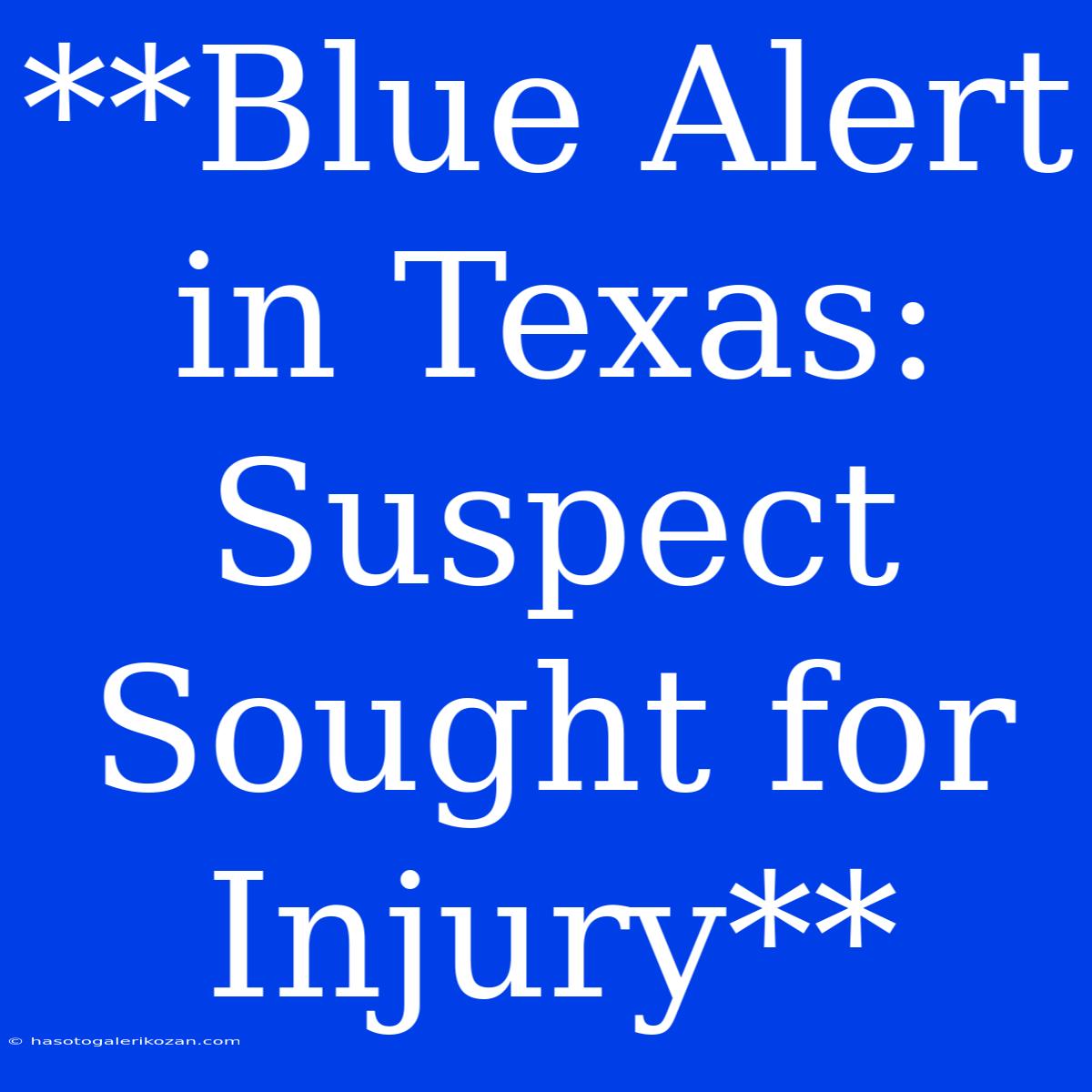 **Blue Alert In Texas: Suspect Sought For Injury**