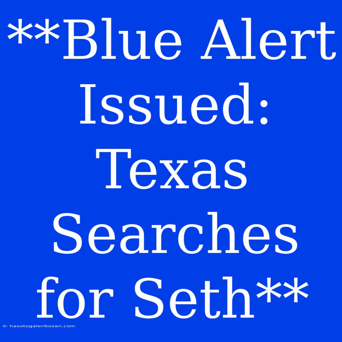 **Blue Alert Issued: Texas Searches For Seth**