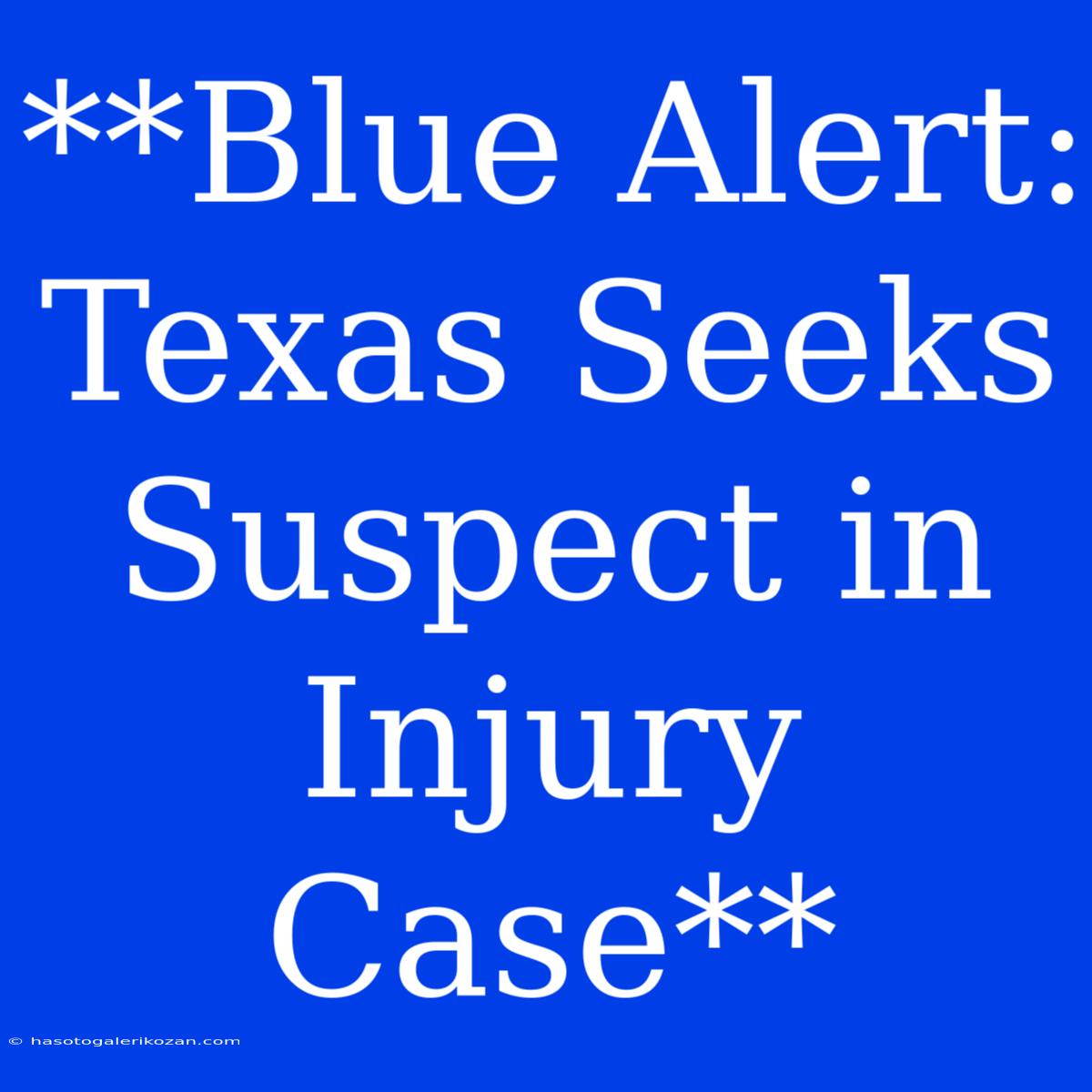 **Blue Alert: Texas Seeks Suspect In Injury Case**