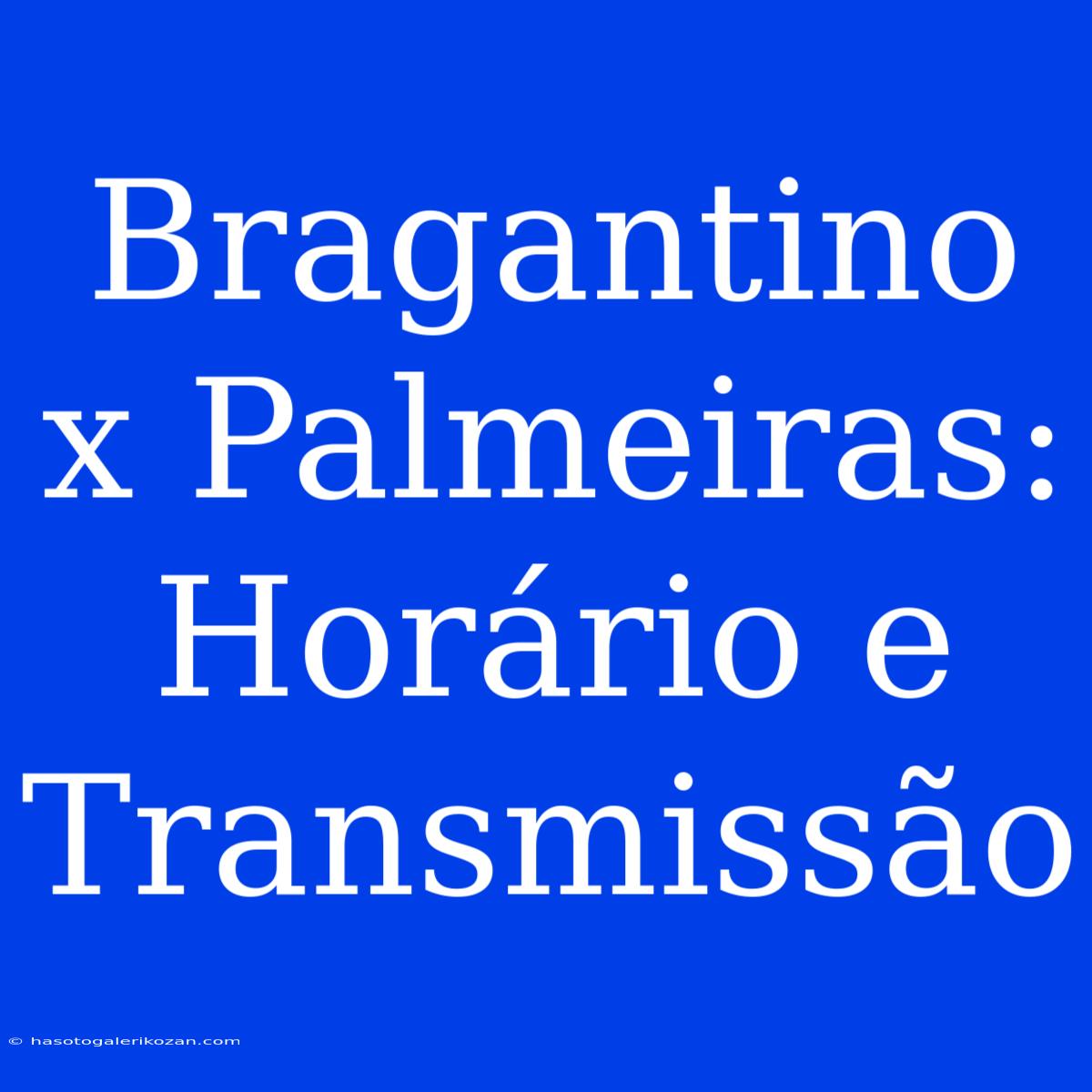 Bragantino X Palmeiras: Horário E Transmissão