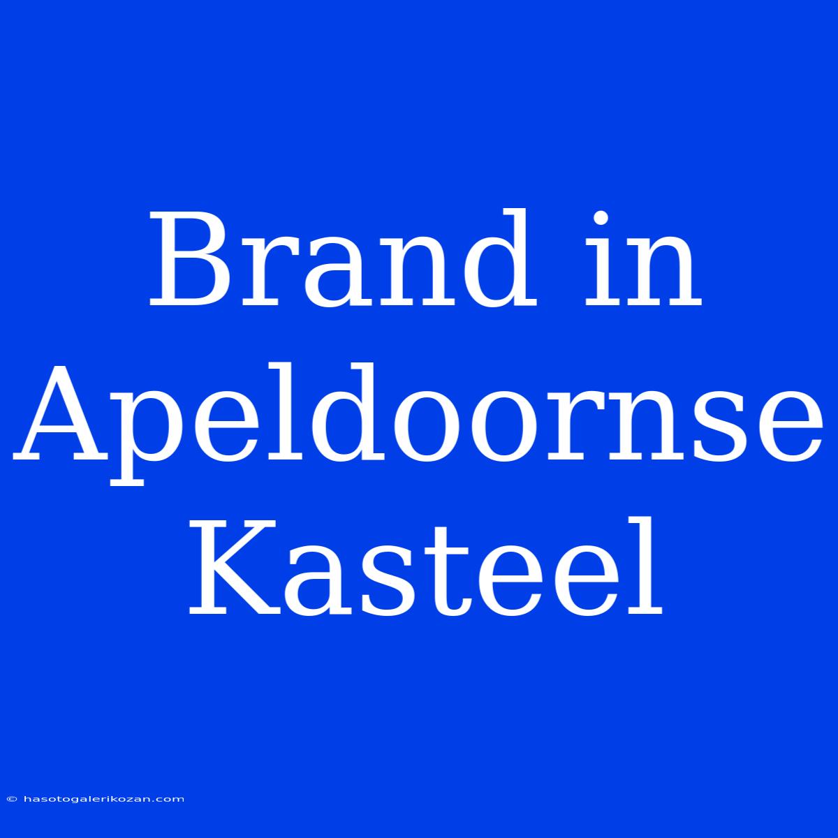 Brand In Apeldoornse Kasteel 