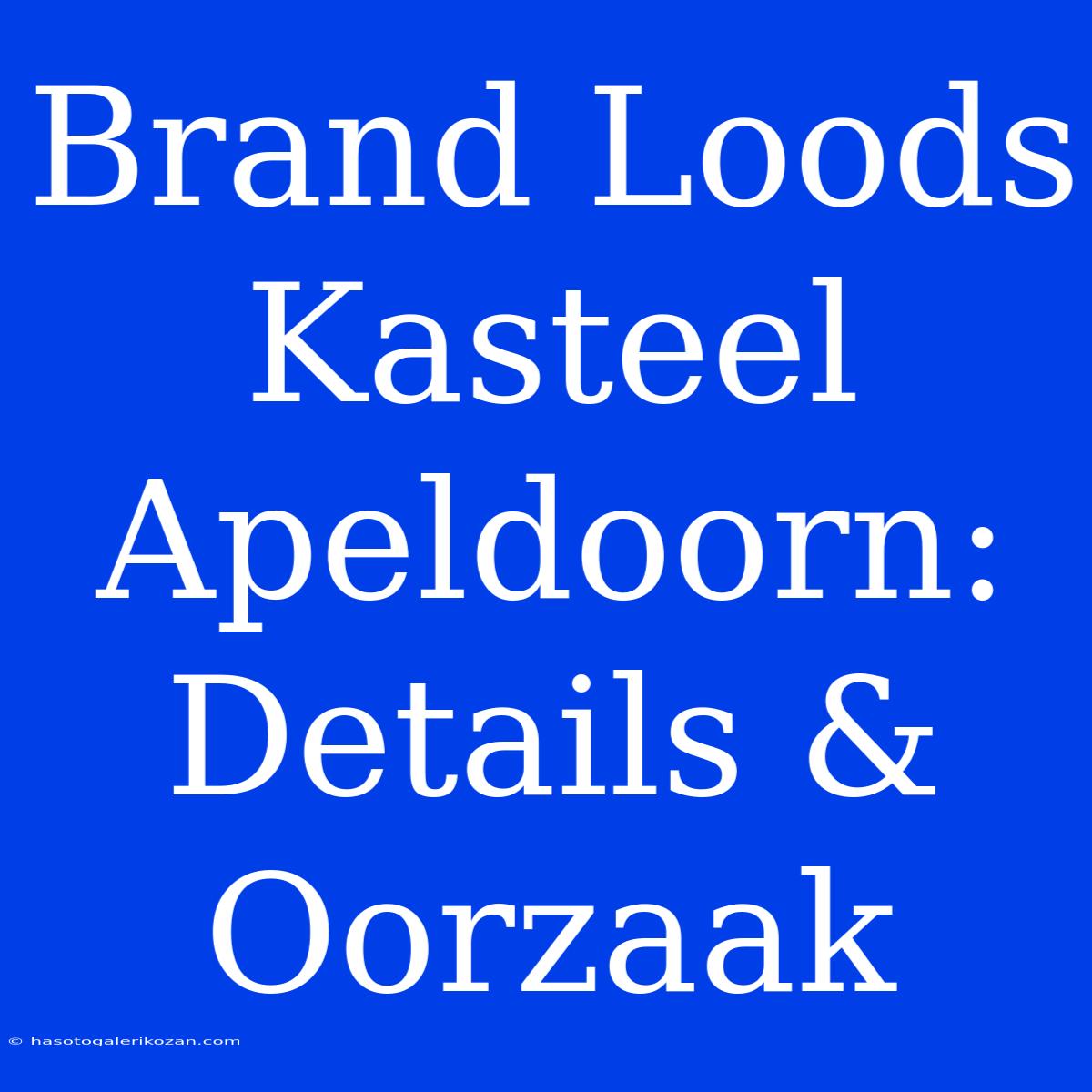 Brand Loods Kasteel Apeldoorn: Details & Oorzaak