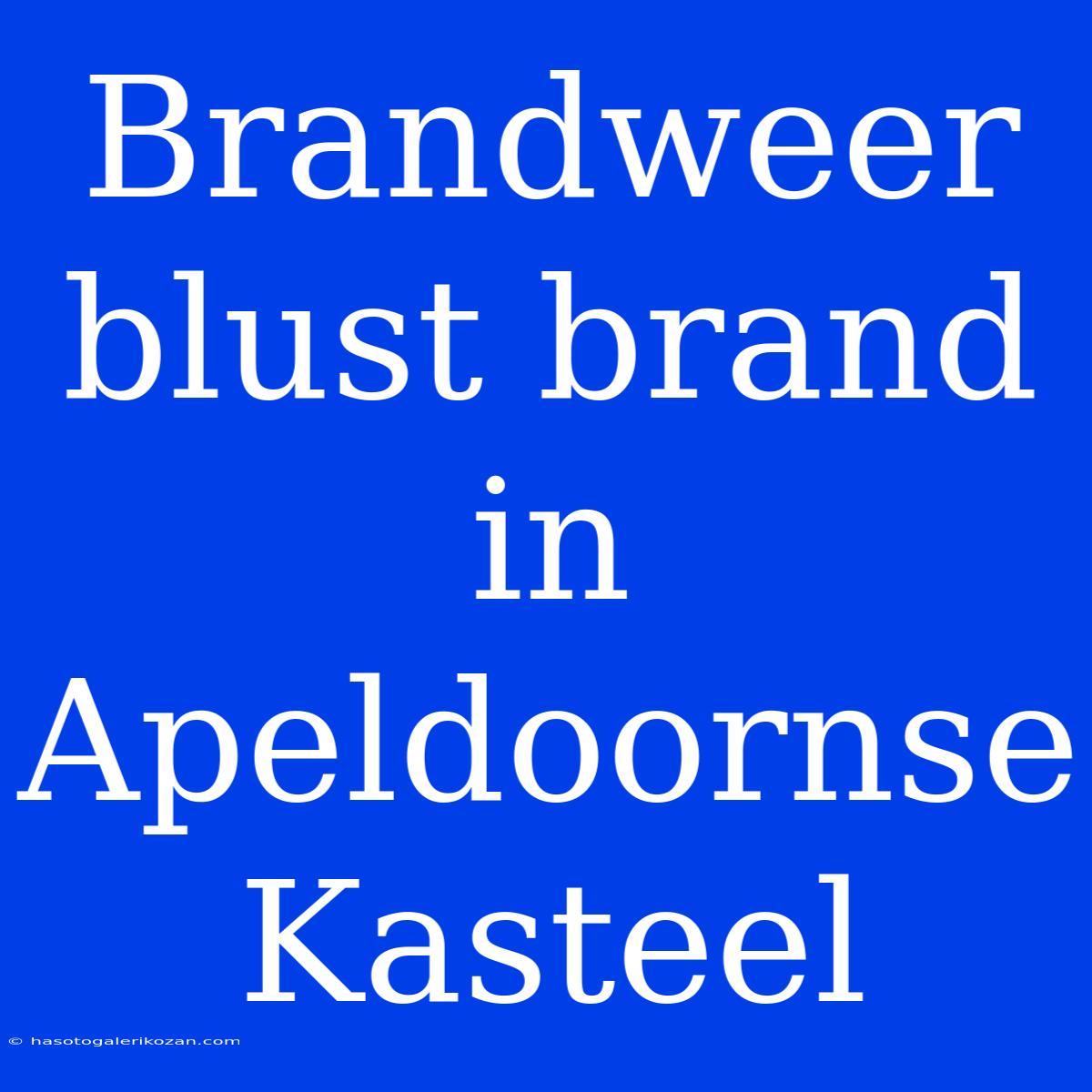 Brandweer Blust Brand In Apeldoornse Kasteel