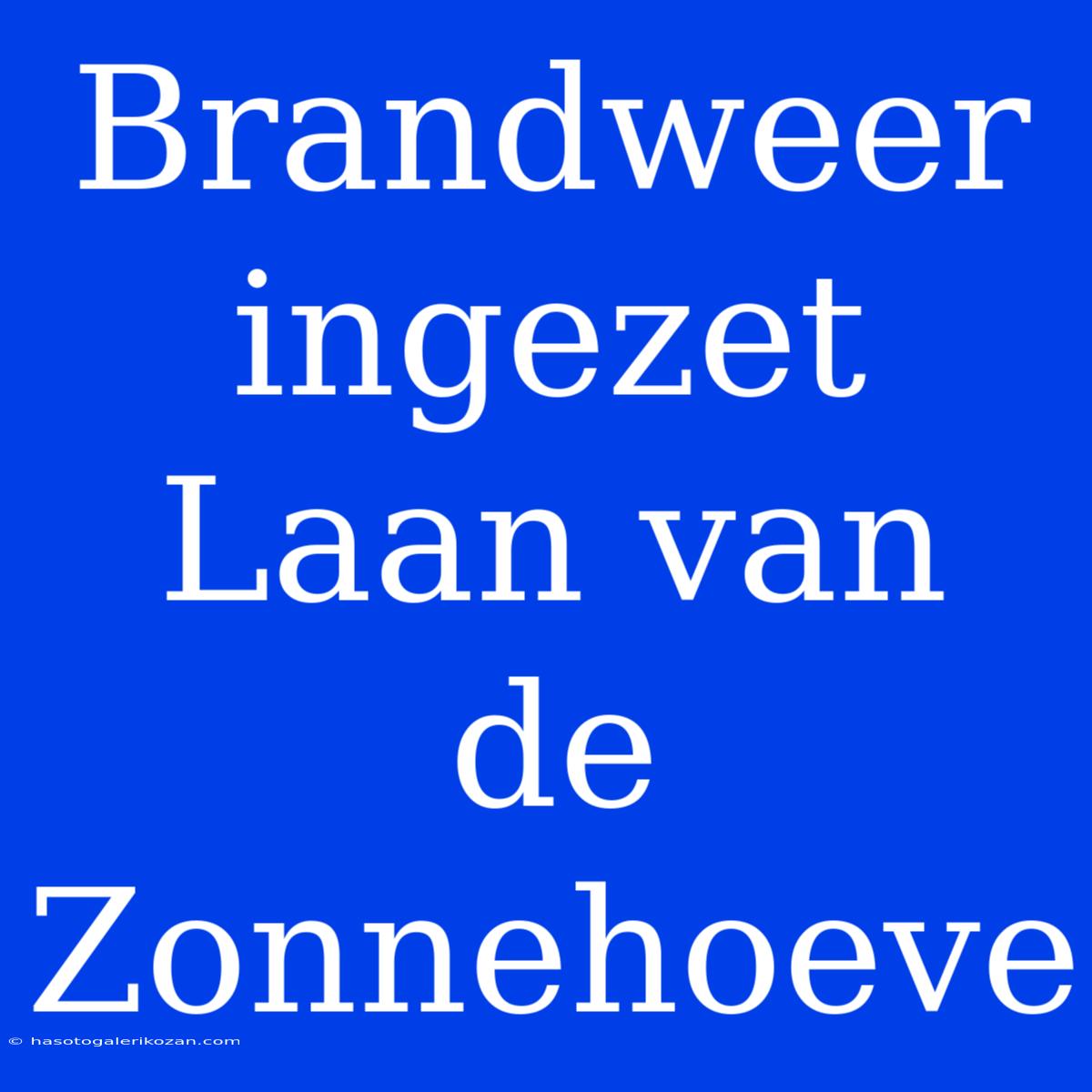 Brandweer Ingezet Laan Van De Zonnehoeve