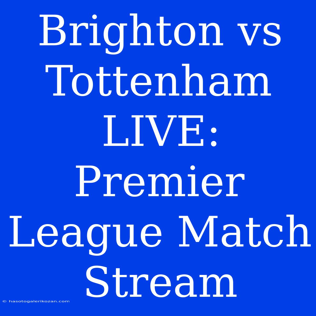 Brighton Vs Tottenham LIVE: Premier League Match Stream