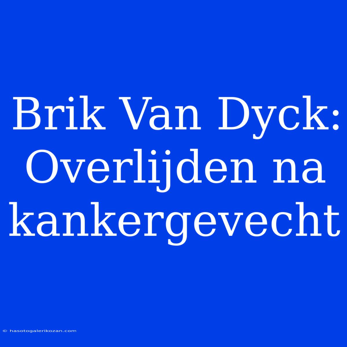 Brik Van Dyck: Overlijden Na Kankergevecht