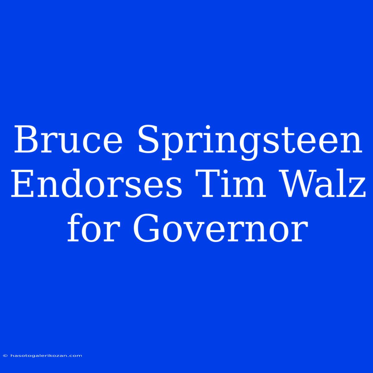 Bruce Springsteen Endorses Tim Walz For Governor