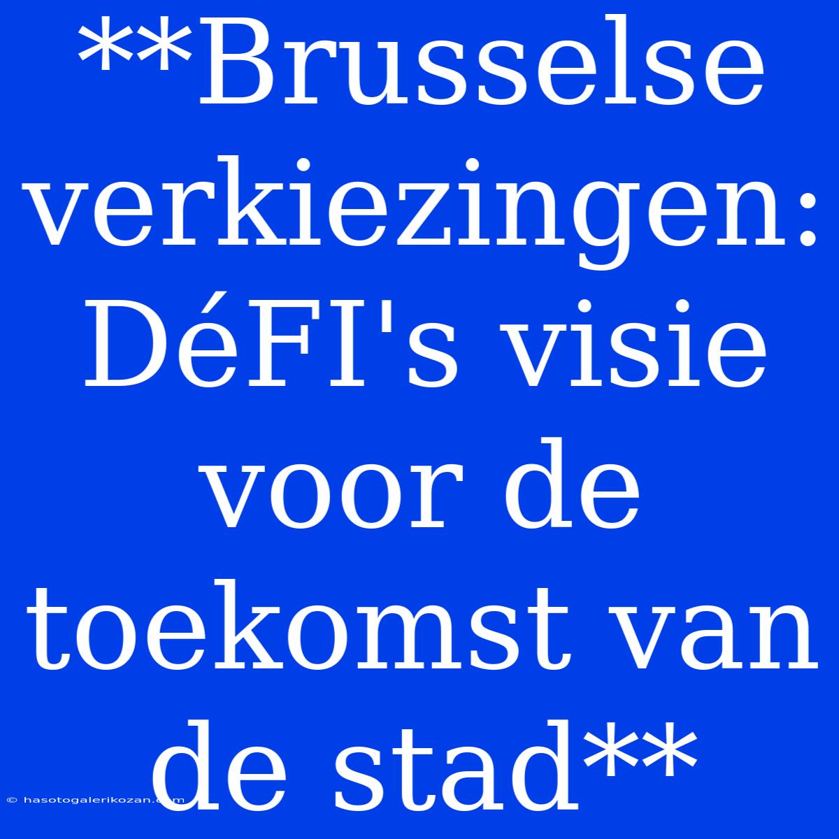 **Brusselse Verkiezingen: DéFI's Visie Voor De Toekomst Van De Stad**