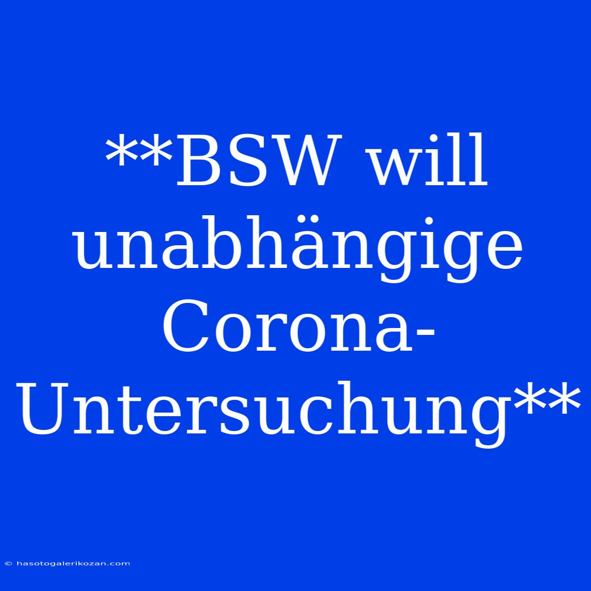 **BSW Will Unabhängige Corona-Untersuchung**