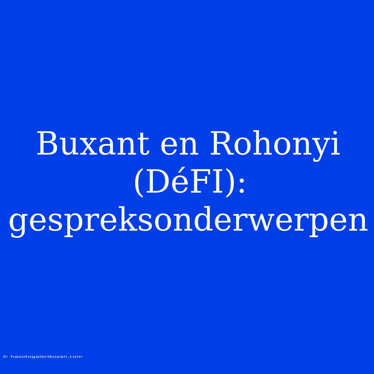 Buxant En Rohonyi (DéFI): Gespreksonderwerpen 