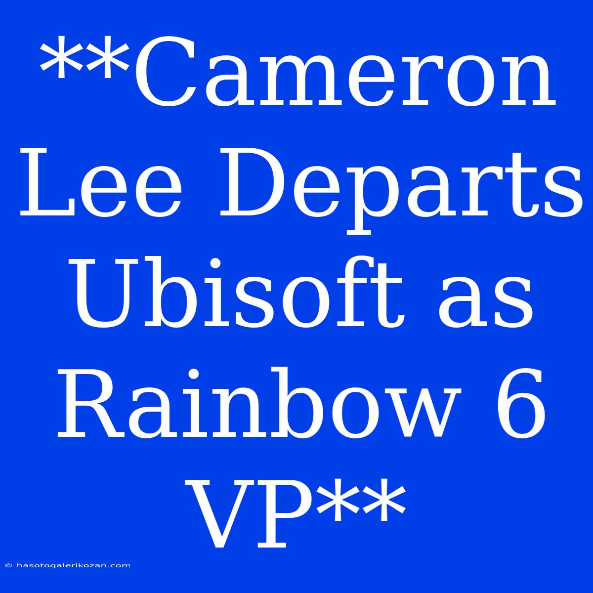 **Cameron Lee Departs Ubisoft As Rainbow 6 VP**