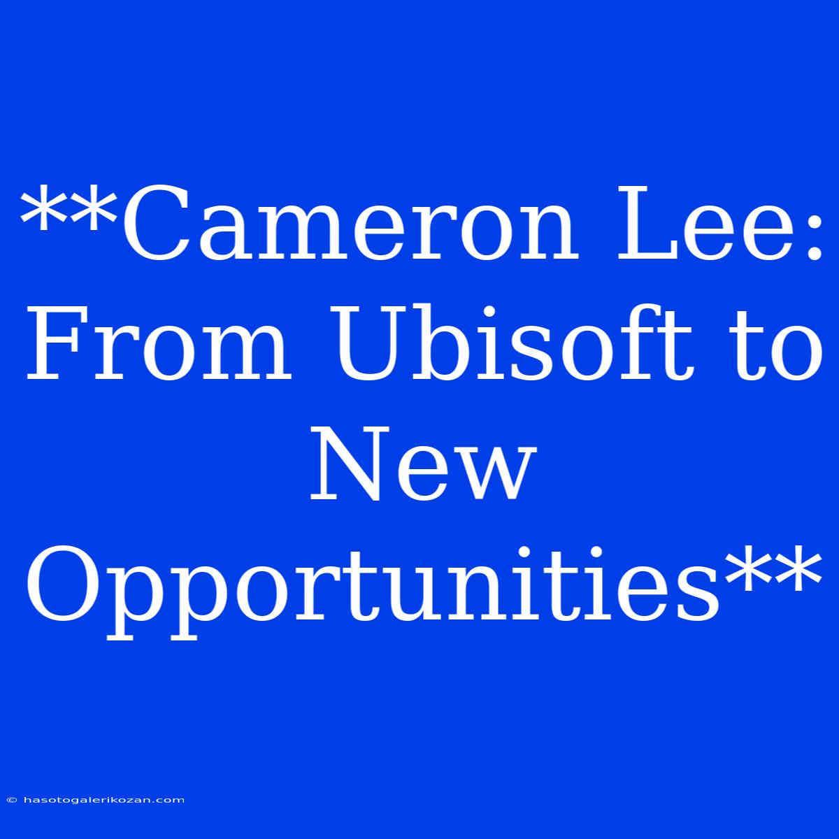 **Cameron Lee: From Ubisoft To New Opportunities** 