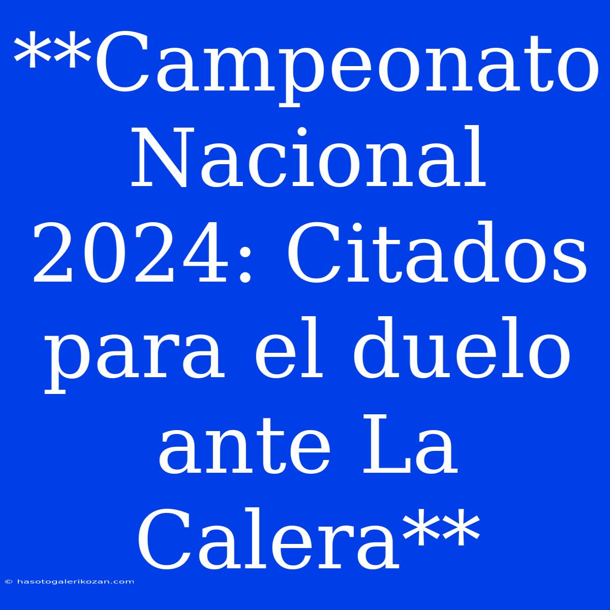 **Campeonato Nacional 2024: Citados Para El Duelo Ante La Calera**