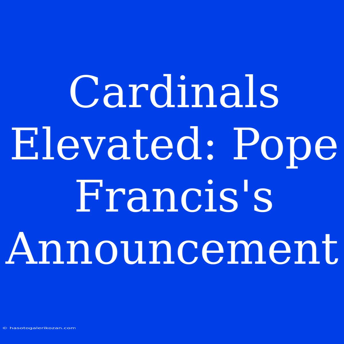 Cardinals Elevated: Pope Francis's Announcement 