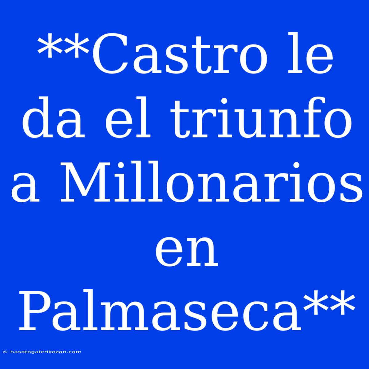 **Castro Le Da El Triunfo A Millonarios En Palmaseca**