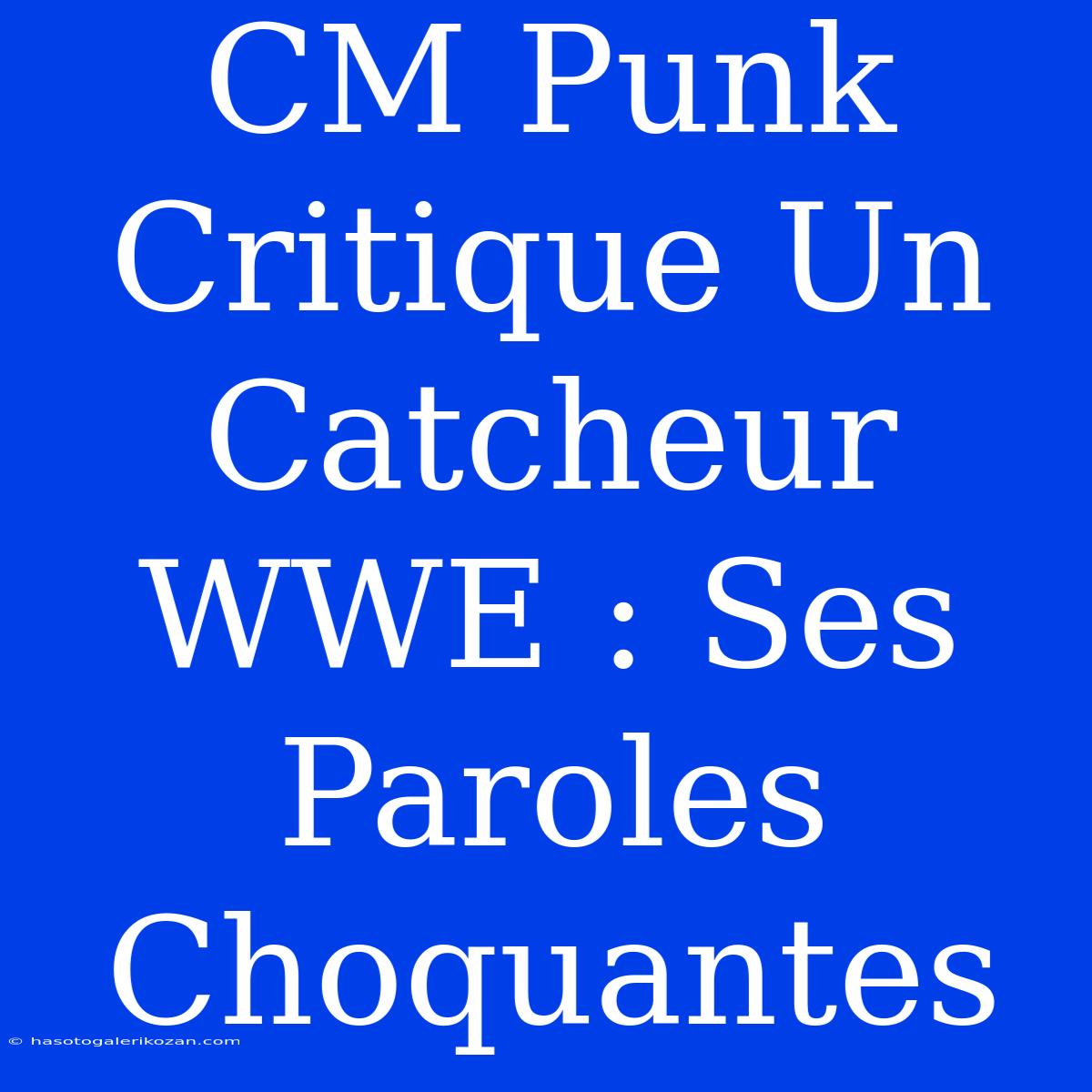 CM Punk Critique Un Catcheur WWE : Ses Paroles Choquantes