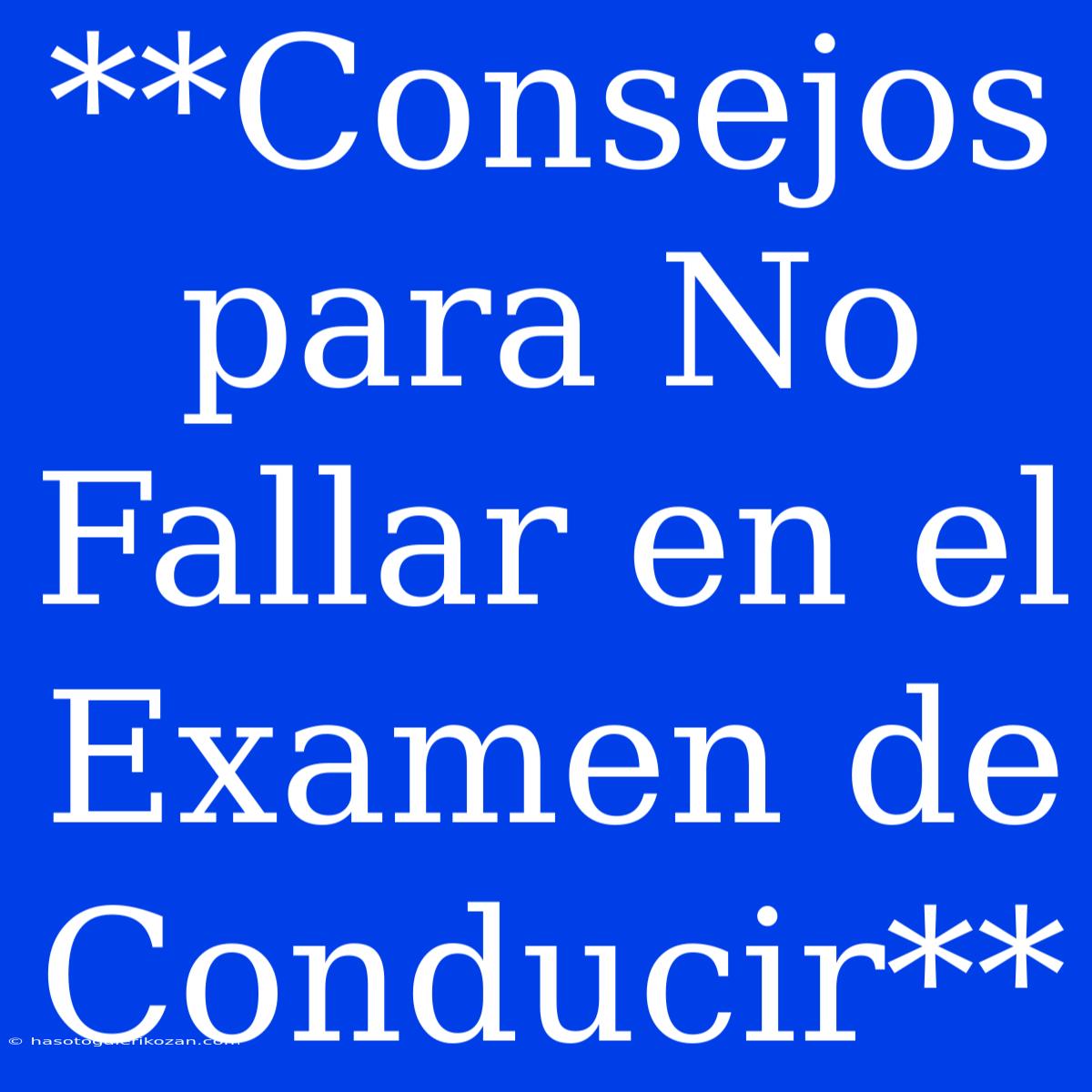 **Consejos Para No Fallar En El Examen De Conducir**