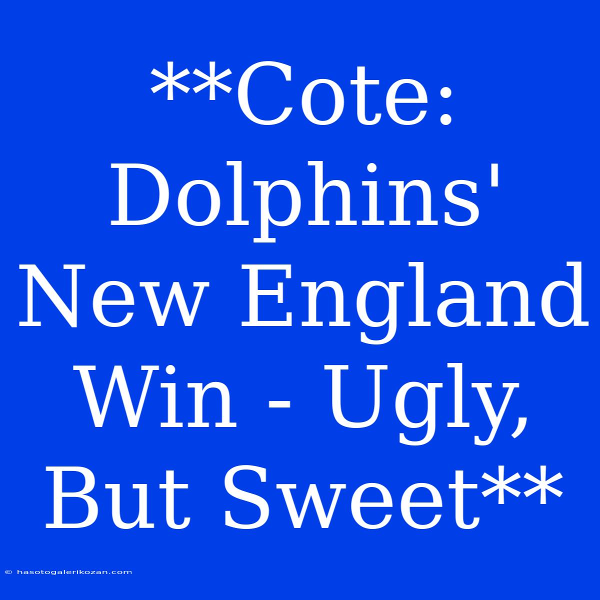 **Cote: Dolphins' New England Win - Ugly, But Sweet**