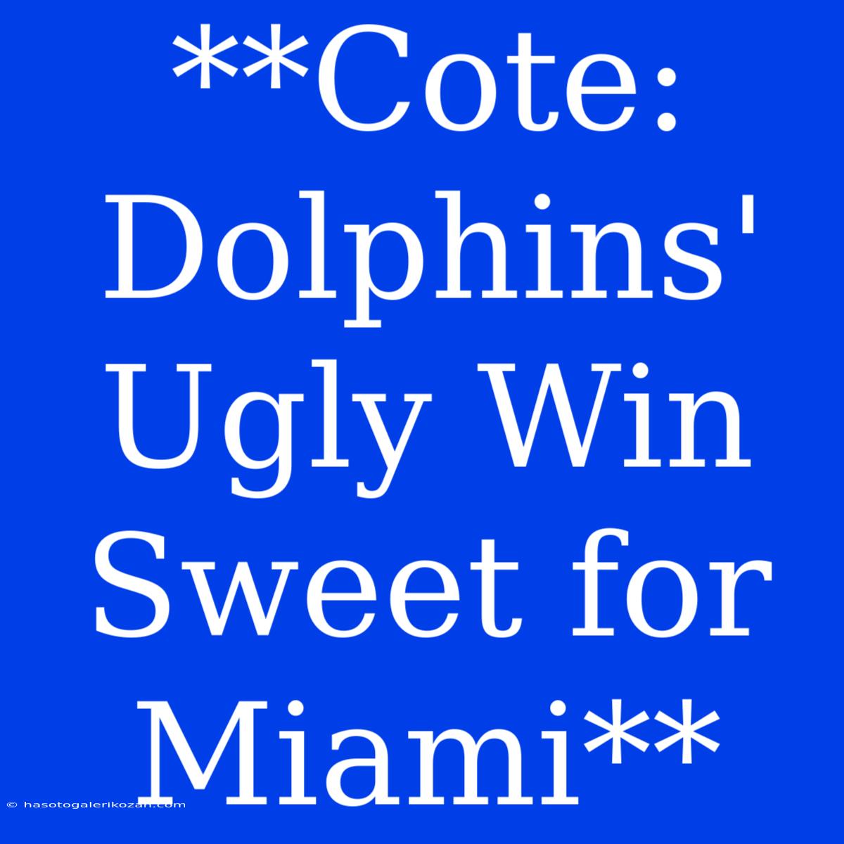 **Cote: Dolphins' Ugly Win Sweet For Miami**