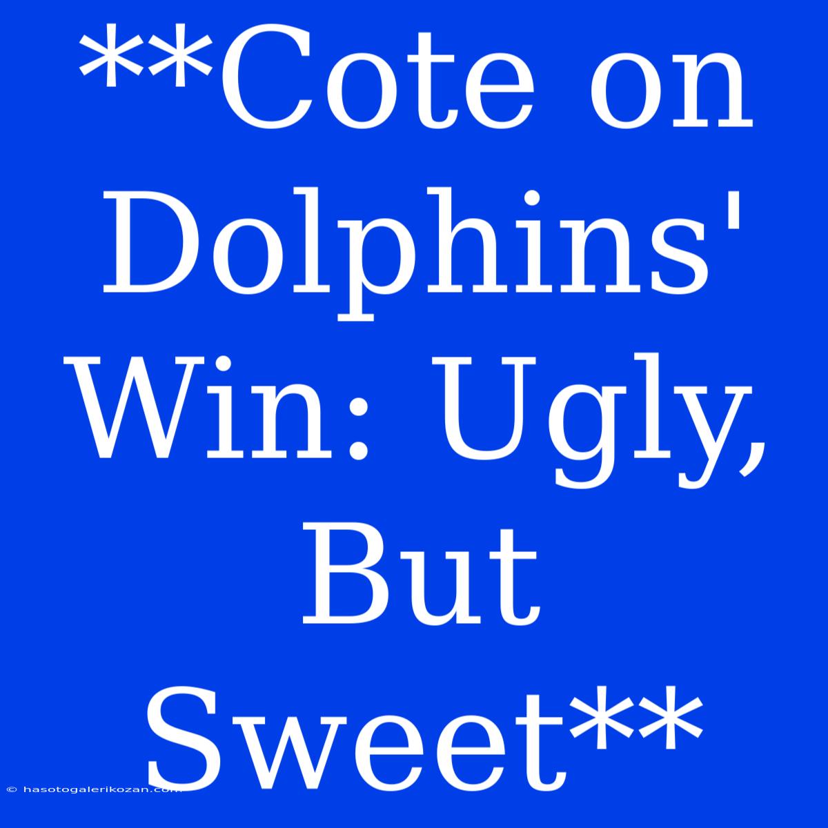 **Cote On Dolphins' Win: Ugly, But Sweet**