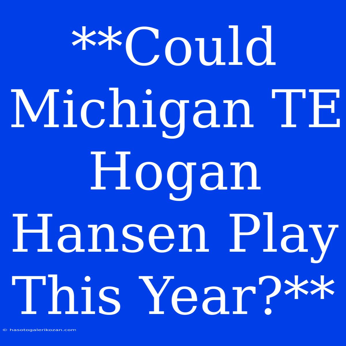 **Could Michigan TE Hogan Hansen Play This Year?**