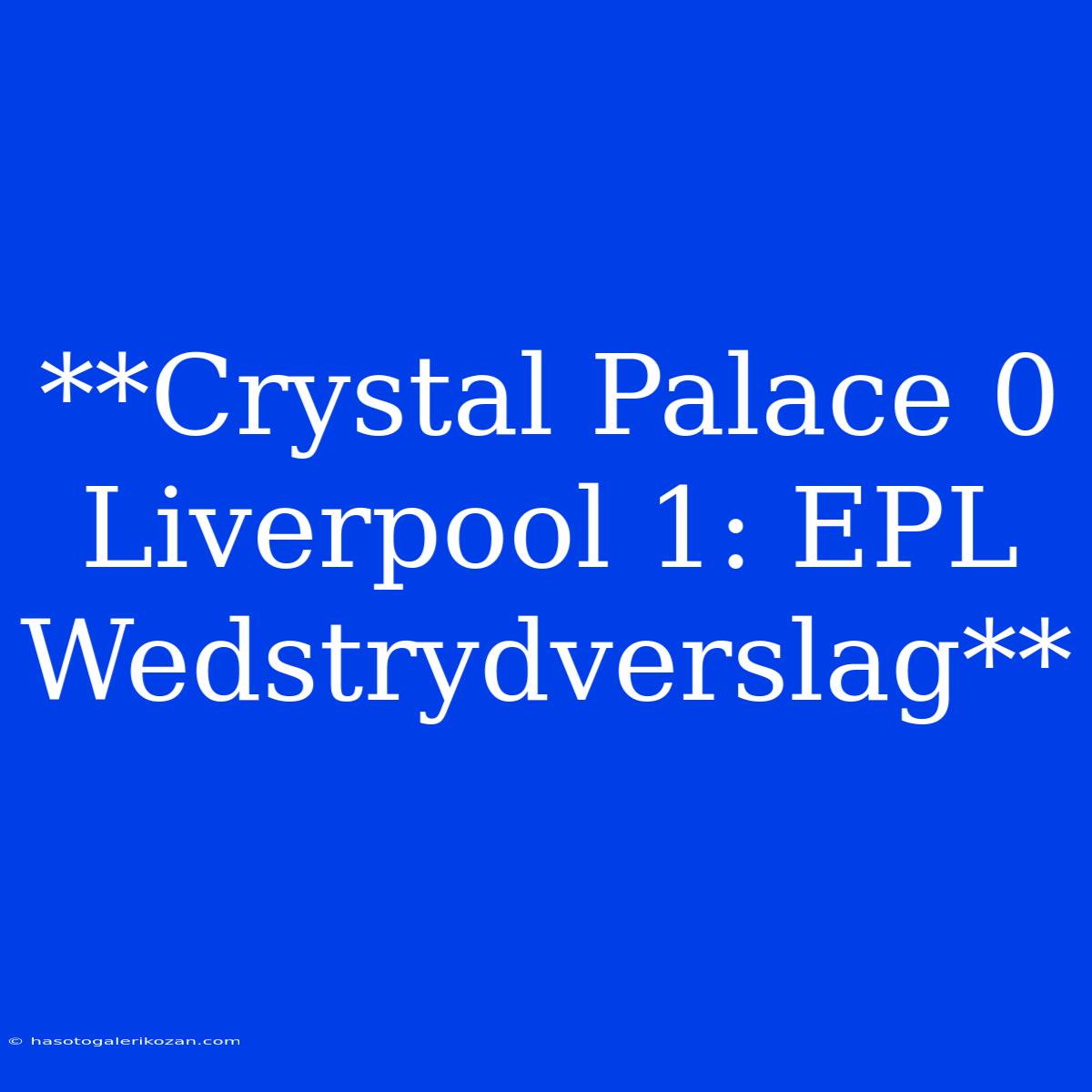 **Crystal Palace 0 Liverpool 1: EPL Wedstrydverslag**