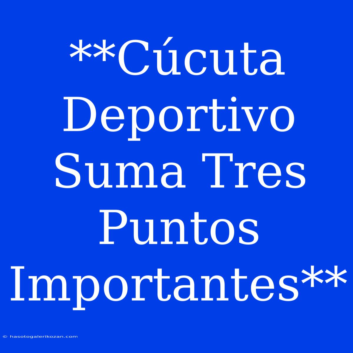 **Cúcuta Deportivo Suma Tres Puntos Importantes**